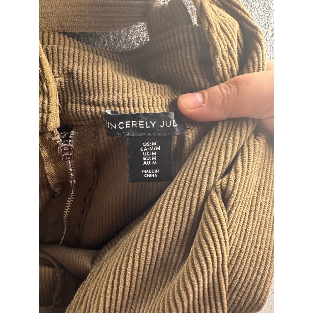 Sincerely Jules Corduroy Wide Leg Overall Jumpsuit Olive Brown Women’s M - Picture 8 of 12